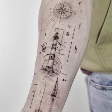 татуировка с фини линии