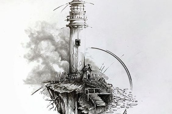 Скица на татуировка на кула
