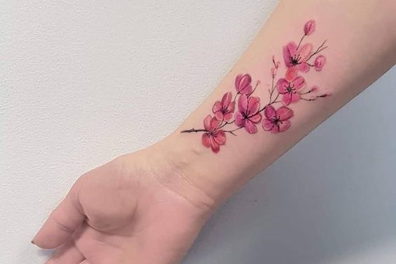 Скици на татуировка на клон на сакура