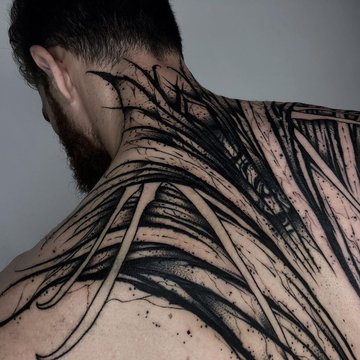 Dark lettering tattoo style